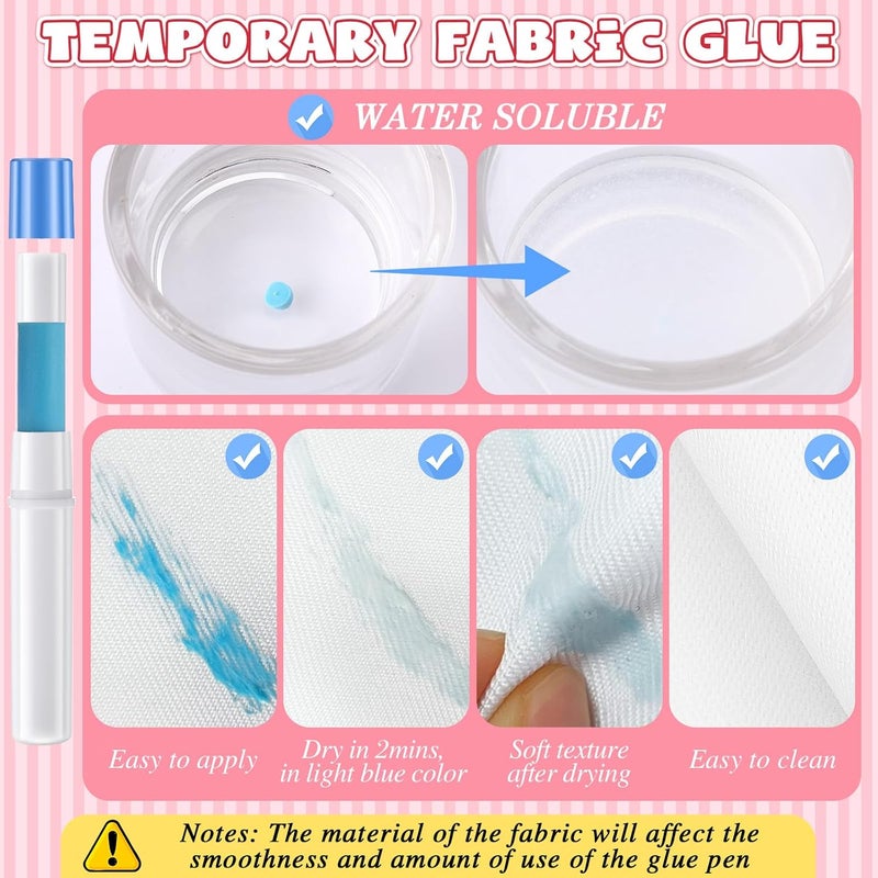 Avenuebool 6 Pack Fabric Glue Pen Refills, Washable Temporary Fabric Sewing Adhesive, 2" L x 0.6" W, Water Soluble Blue Glue Stick Refills for English Paper, Quilting, Piecing Patchwork Sewing - Image 3